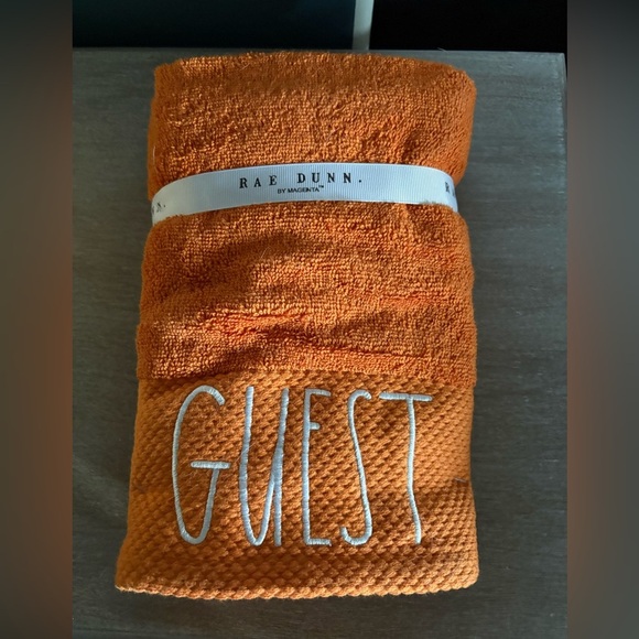 Rae Dunn Vibrant Orange Guest Towel Set of 2 - Picture 2 of 2